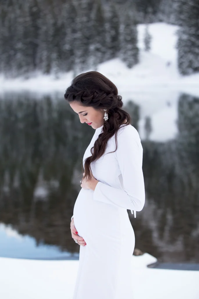 Winter white online maternity dress